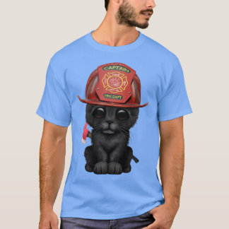 Camiseta Bombero de gatito negro lindo 1