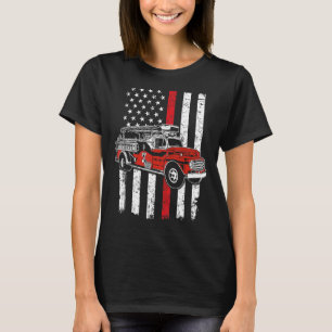 Camiseta Bombero de la bandera estadounidense de la línea r