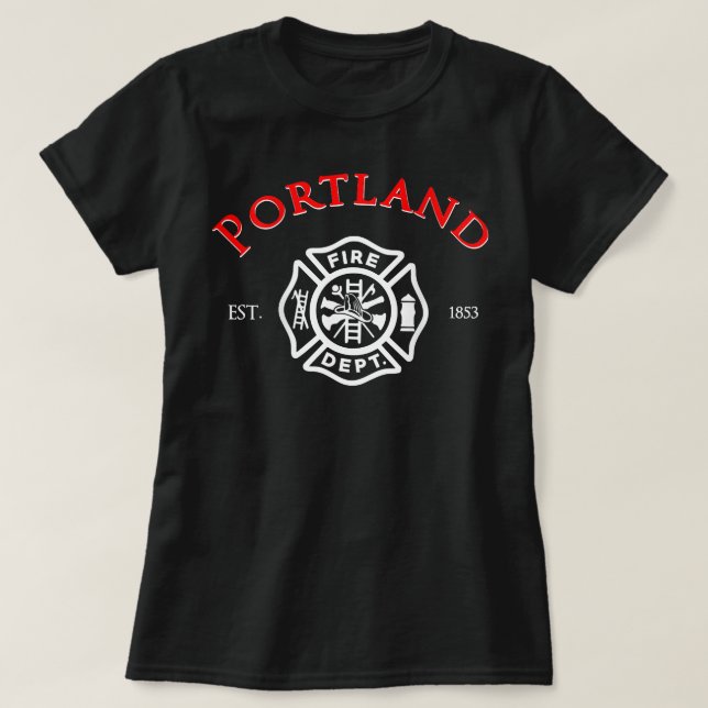 Camiseta Bombero de Oregon en la ciudad de Portland  (Diseño del anverso)
