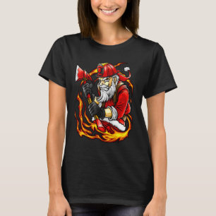 Camiseta Bombero de Santa Volunteer Fire Ax Beard Fireman