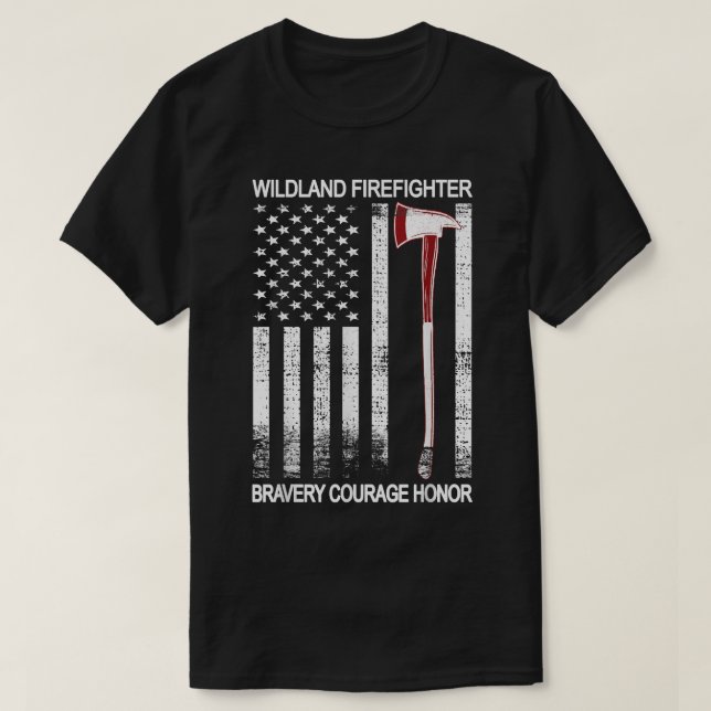 Camiseta Bombero de tierras salvajes Bandera estadounidense (Diseño del anverso)