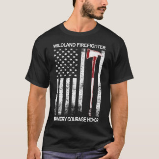 Camiseta Bombero de tierras salvajes Bandera estadounidense