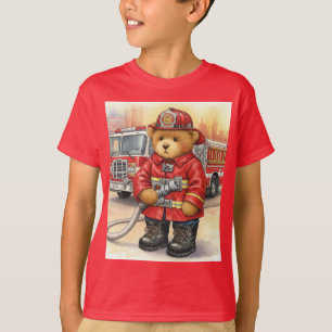 Camiseta Bombero en el trabajo, peluche y camión de bombero