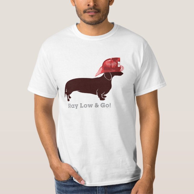 Camiseta Bombero "estancia del Dachshund baja " (Anverso)