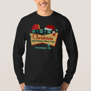 Camiseta Bombero Feliz Navidad Feliz Año Nuevo Retro