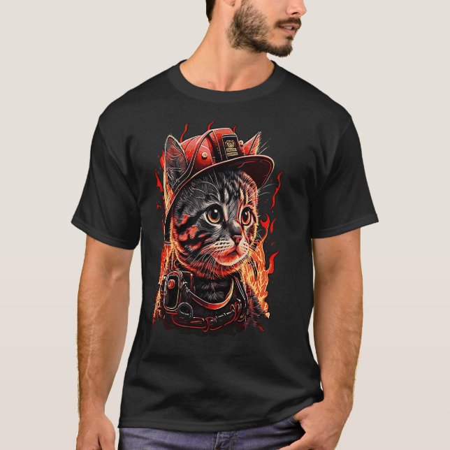 Camiseta Bombero Gato Gatito Gatito bombero bombero bombero (Anverso)