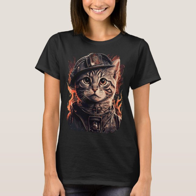 Camiseta Bombero Gato Gatito Gatito bombero bombero bombero (Anverso)