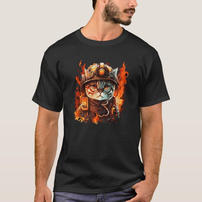 Camiseta Bombero Gato Gatito Gatito bombero bombero bombero (Anverso)