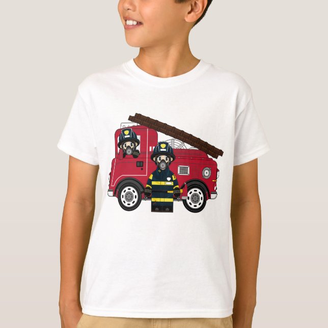 Camiseta Bombero lindo del dibujo animado (Anverso)