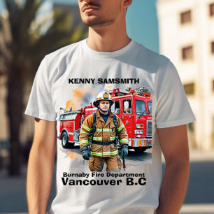 Camiseta Bombero listo en camión de bomberos