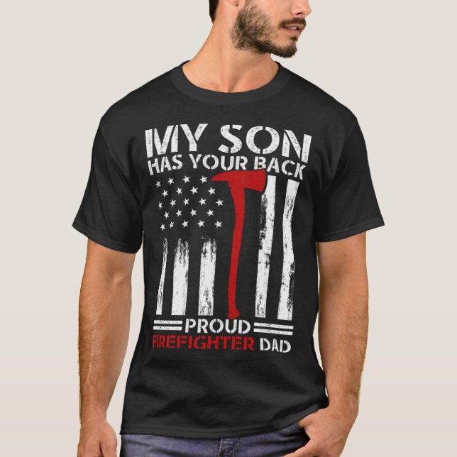Camiseta Bombero Mi Hijo Tiene A Tu Orgulloso Padre Bombero (Anverso)