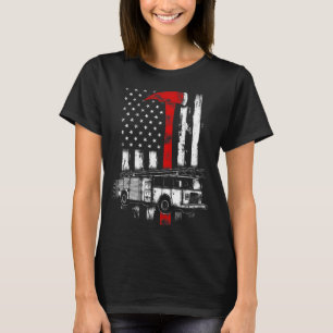 Camiseta Bombero norteamericano Camión de Fuego rojo Ax Fir