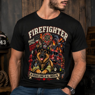 Camiseta Bombero Pastor Alemán – Perro Rescatista Héroe K9