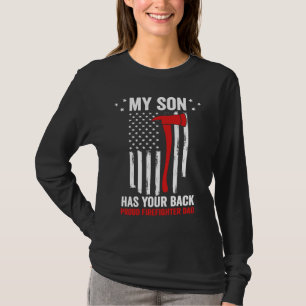 Camiseta Bombero Patriótico Mi Hijo Te Apoya Orgulloso Bomb