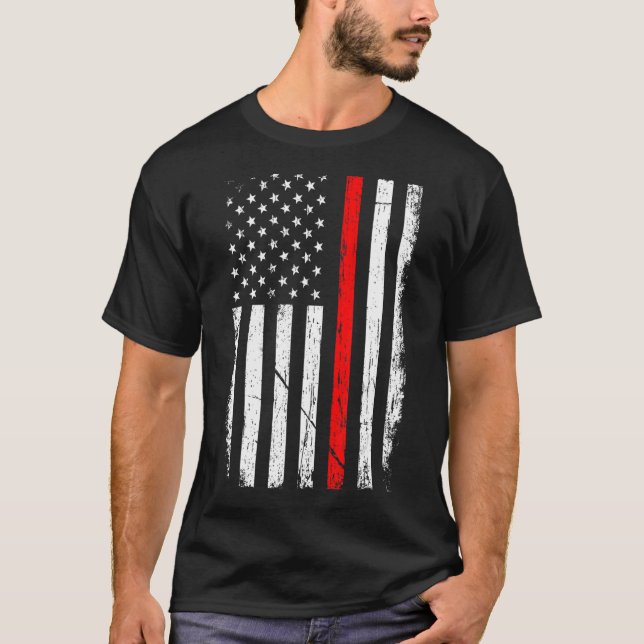 Camiseta Bombero Patriótico Norteamericano Bandera Fuego (Anverso)