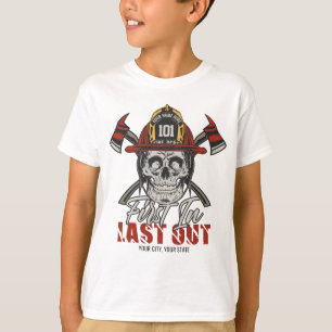 Camiseta Bombero personalizado NOMBRE Primero en entrar últ