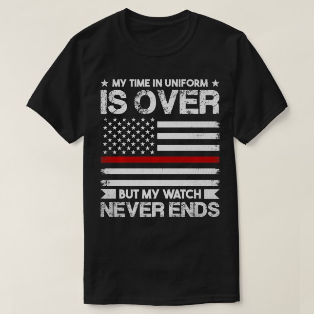 Camiseta Bombero retirado fuego de retiro delgado de línea  (Diseño del anverso)