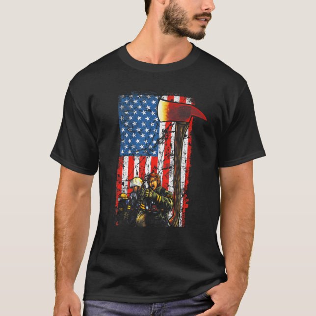 Camiseta Bombero rojo x afligido bombero americano Fl (Anverso)