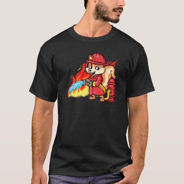 Camiseta Bombero Squirrel Funny Fire Fighter 911 Firema (Anverso)