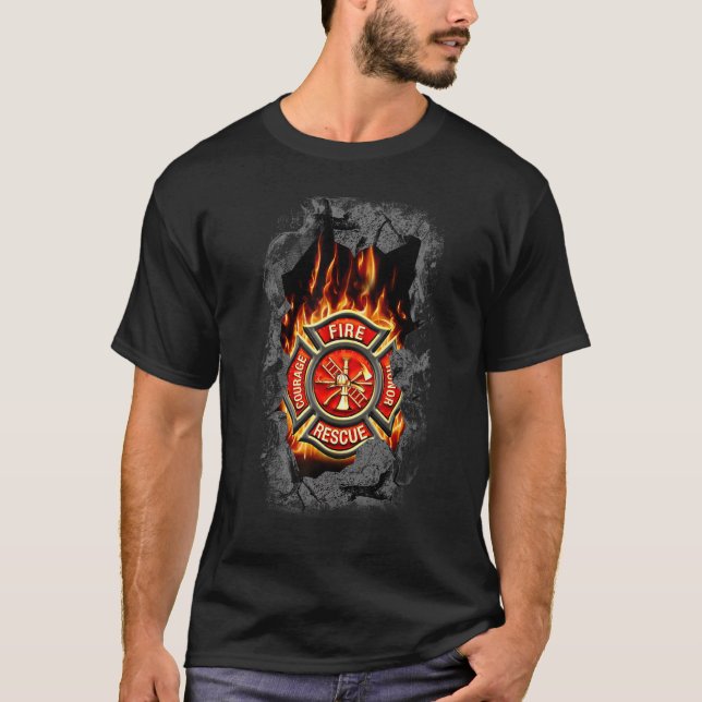 Camiseta Bombero Vintage Fire Rescue Courage (Anverso)
