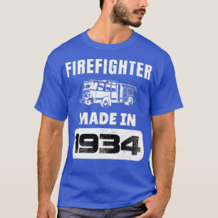 Camiseta Bombero Vintage Nacido En 1934 A 89 Años De Edad