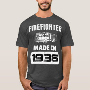 Camiseta Bombero Vintage Nacido En 1936 A 87 Años De Edad