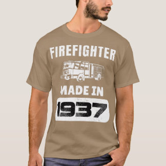 Camiseta Bombero Vintage Nacido En 1937 A 86 Años De Edad