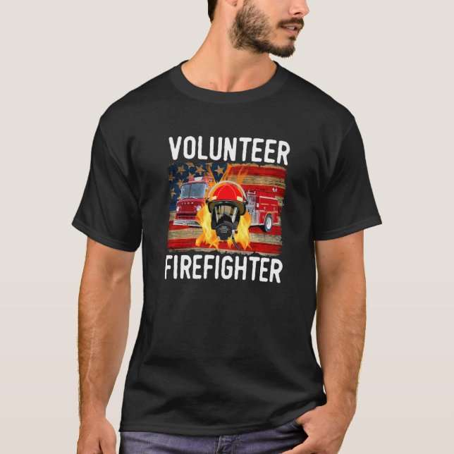 Camiseta Bombero voluntario, bombero de bandera norteameric (Anverso)