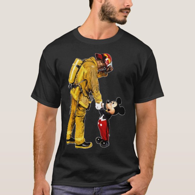 Camiseta  bombero y ratón Mickey pour Shirt (Anverso)