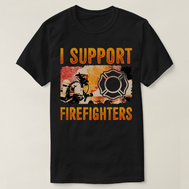 Camiseta Bombero Yo Apoyo A Los Bomberos Hombres Mujeres Ni (Diseño del anverso)