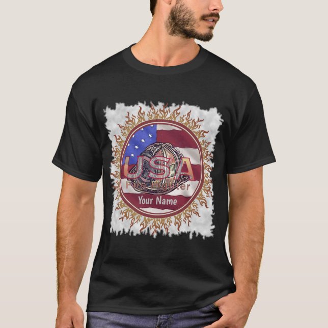 Camiseta bomberos bandera de EE. UU. (Anverso)