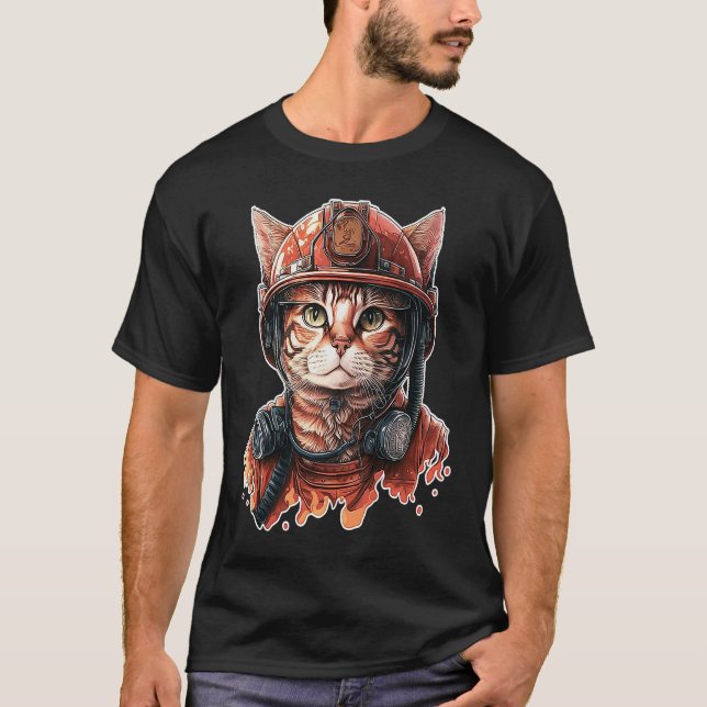 Camiseta Bomberos de la brigada de bomberos de gatos contra (Anverso)