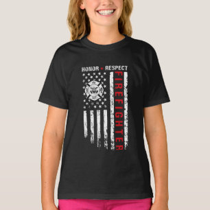 Camiseta Bomberos Línea Roja Bandera Estadounidense