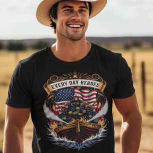 Camiseta Bomberos luchando contra las llamas