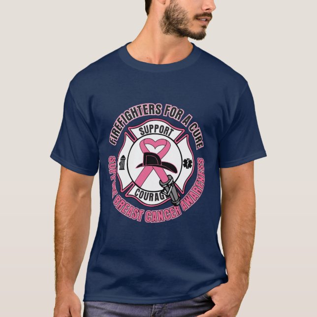 Camiseta Bomberos para un cáncer de pecho de la curación (Anverso)