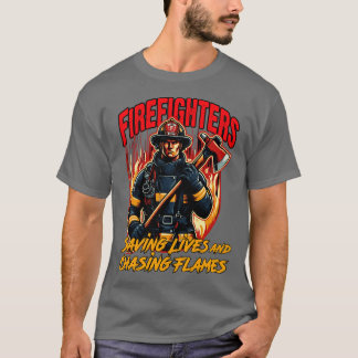 Camiseta Bomberos salvando vidas y persiguiendo llamas