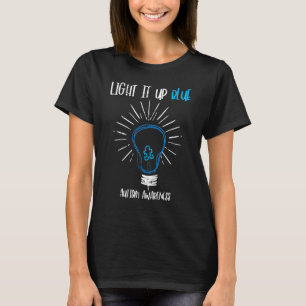 Camiseta Bombilla de Conciencia del Autismo Azul Iluminada