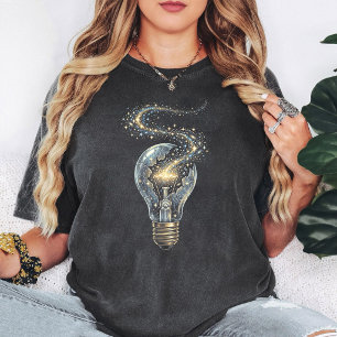 Camiseta Bombilla de Galaxia Agrietada Idea Cósmica