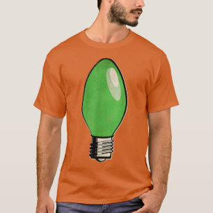 Camiseta Bombilla de luz verde de árbol de Navidad vintage