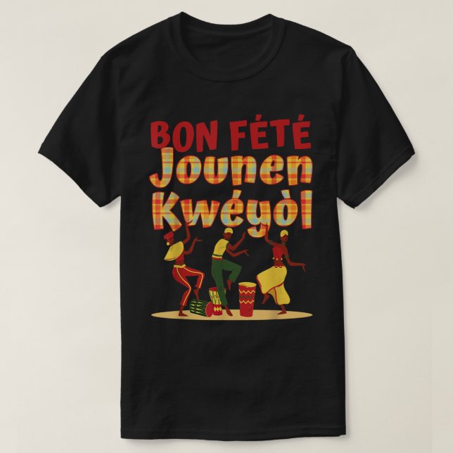 Camiseta Bon Fete Jounen Kweyol - Feliz Día Creolé Madras P (Diseño del anverso)