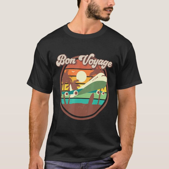 Camiseta Bon Voyage Retro Vacaciones Viajes Aéreo Playa P (Anverso)
