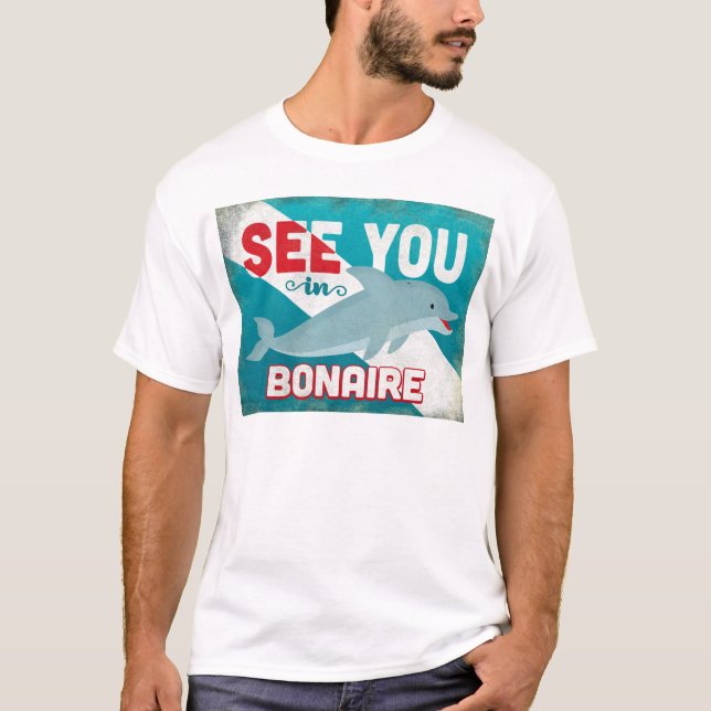 Camiseta Bonaire Dolphin - Viaje retro vintage (Anverso)