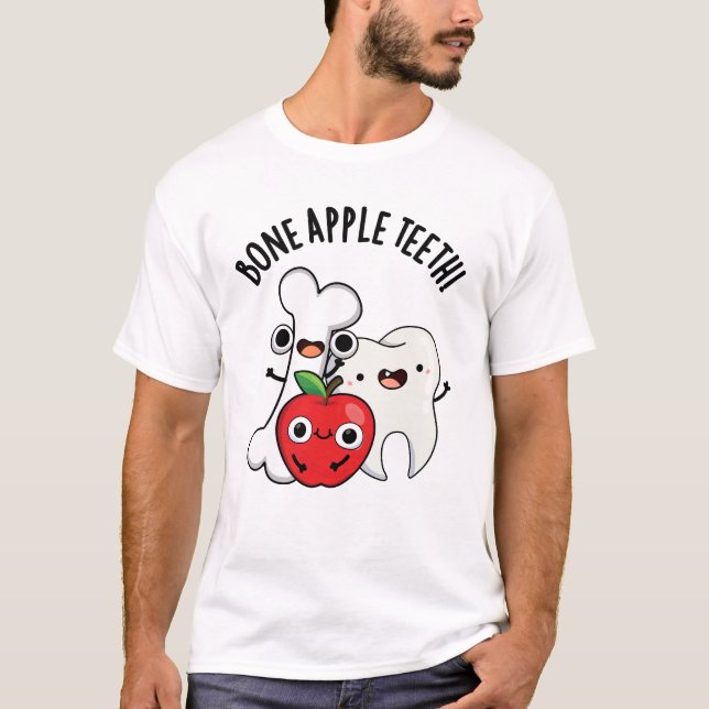 Camiseta Bone Apple Teeth Funny Bona Appetit Pun  (Anverso)