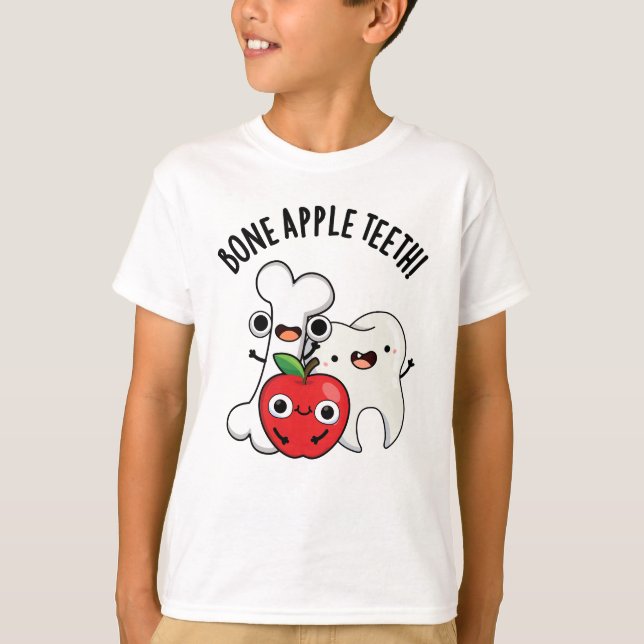 Camiseta Bone Apple Teeth Funny Bona Appetit Pun  (Anverso)