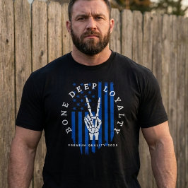 Camiseta Bone Deep Loyalty Skeleton Hand USA Flag T-Shirt