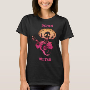 Camiseta Bones Guitar Skeleton Tocando Guitarra