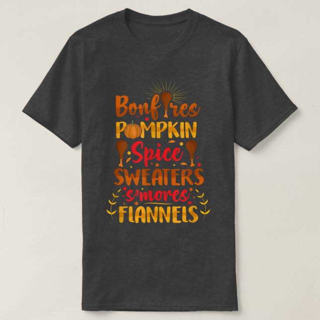 Camiseta Bonfires Pumpkin Happy Turkey Day Thanksgiving  (Diseño del anverso)