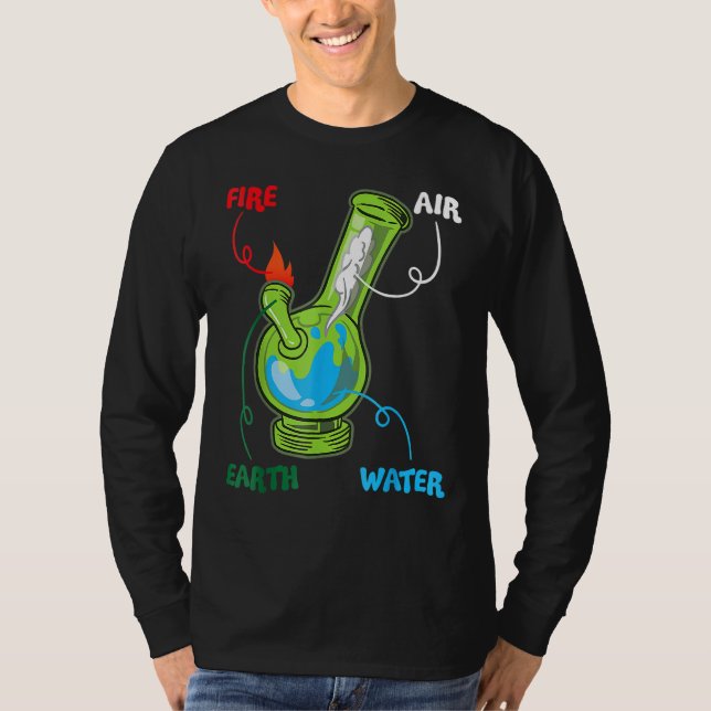 Camiseta Bong Elements Fire Water Earth Air Thc Weed Smokin (Anverso)