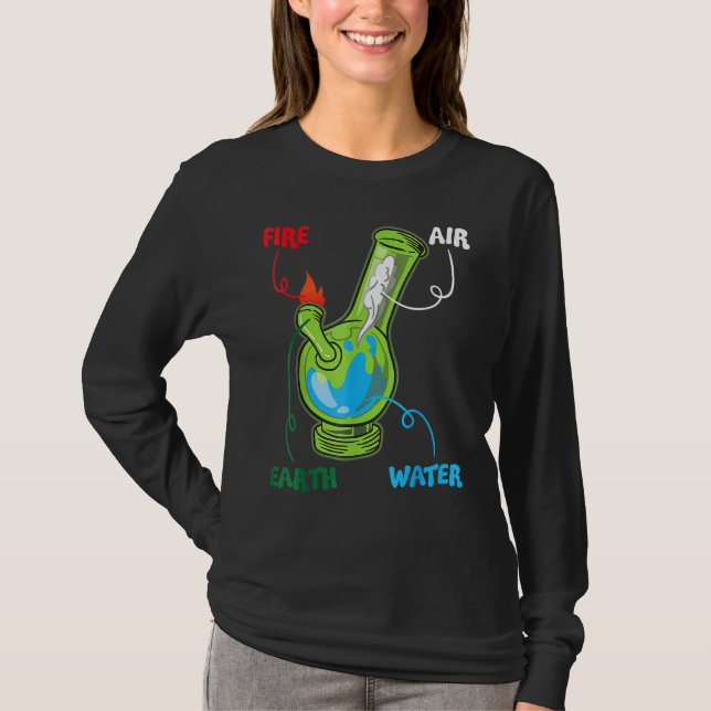 Camiseta Bong Elements Fire Water Earth Air Thc Weed Smokin (Anverso)