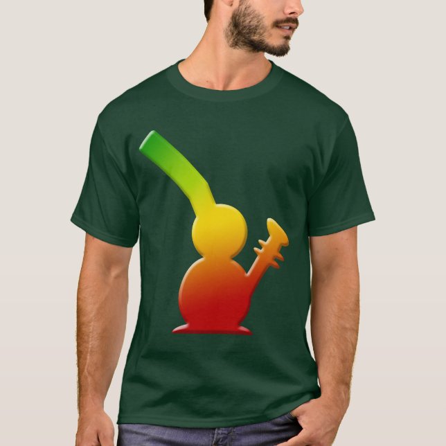 Camiseta Bong encendido - el reggae Rasta Bong forma de (Anverso)